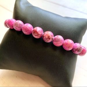 Adjustable Pink marbled Beaded Bracelet